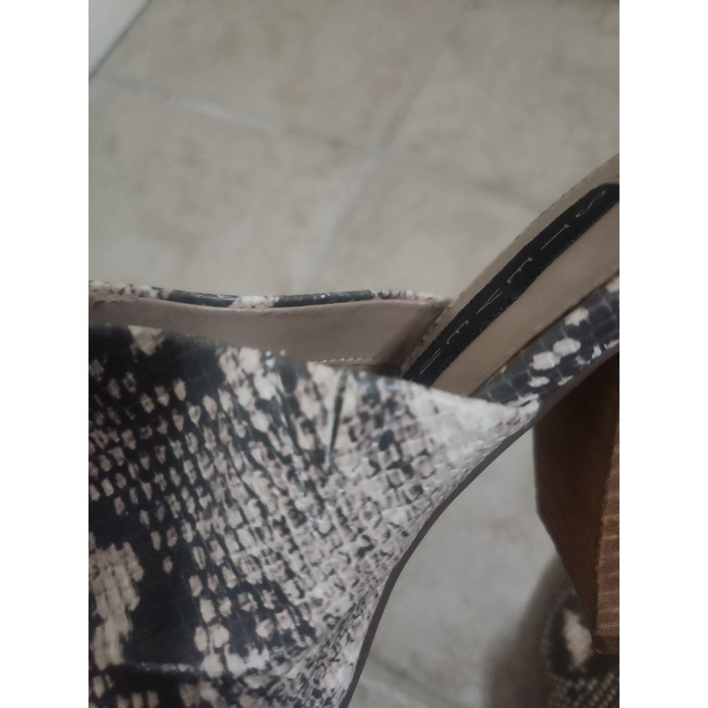 Steve Madden Snake Print Pointed Toe Mules Stacked Block Heel Size 8.5 Slip On - Picture 8 of 9